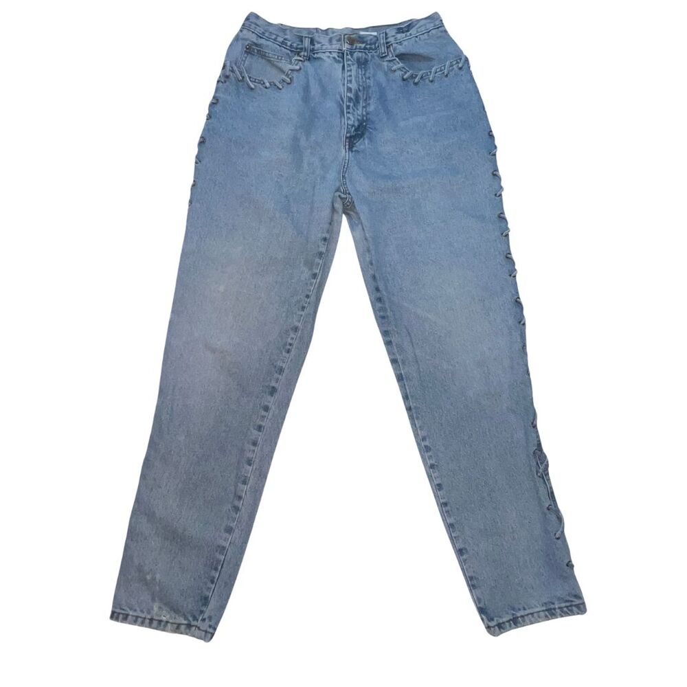Vintage Seruchi Jeans Womens 24 Western Lace Up High Rise Denim Distressed Pants